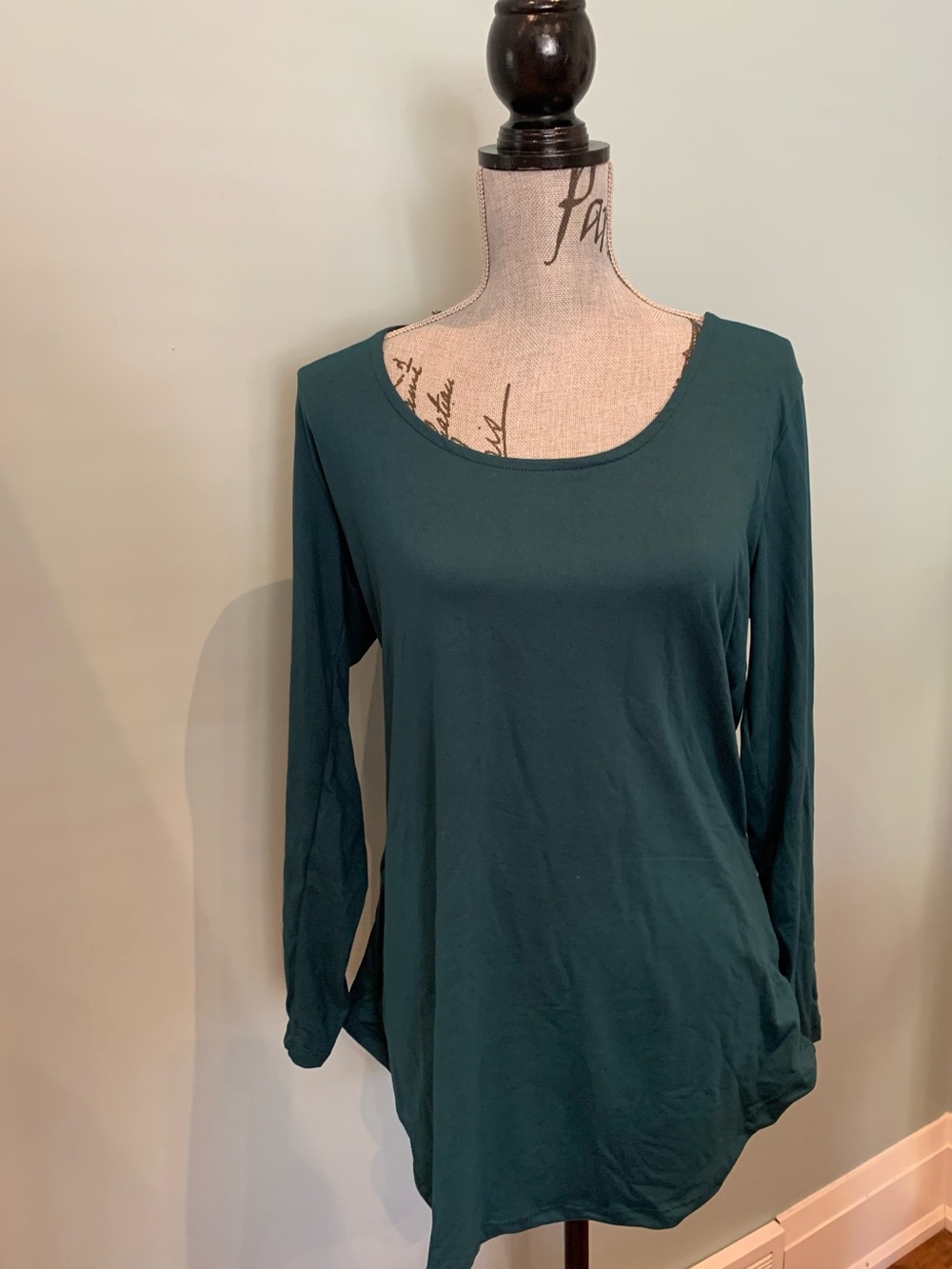 Everyday Scoop Neck Long Sleeve Top - Deep Teal Green